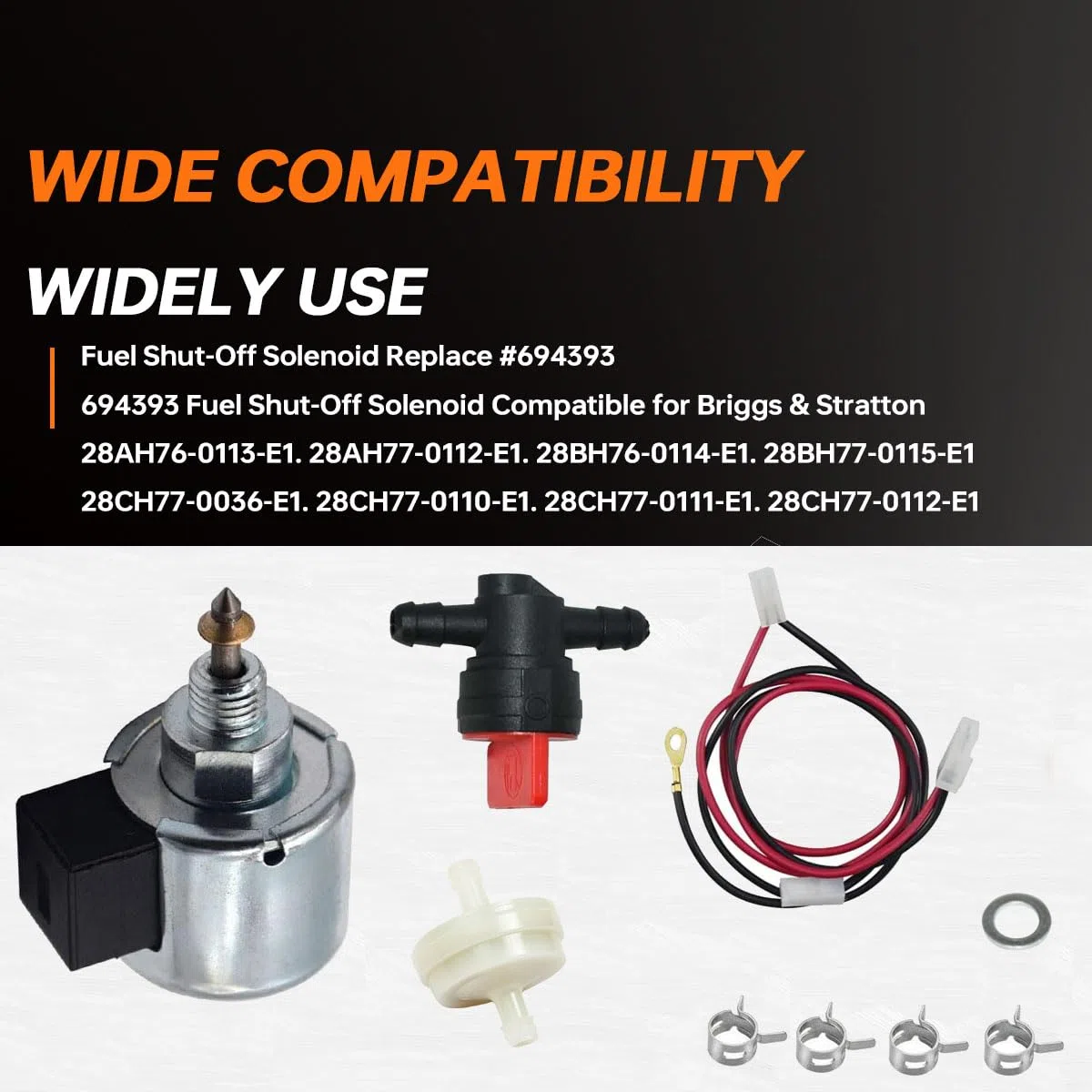 ZAMDOE 694393 Solenoide di intercettazione Carburante 846639 Compatibile per Briggs Stratton 28AH76-0113-E1 28AH77-0112-E1 Motore per Attrezzature da Giardino e Prato, per Toro 71286 74327