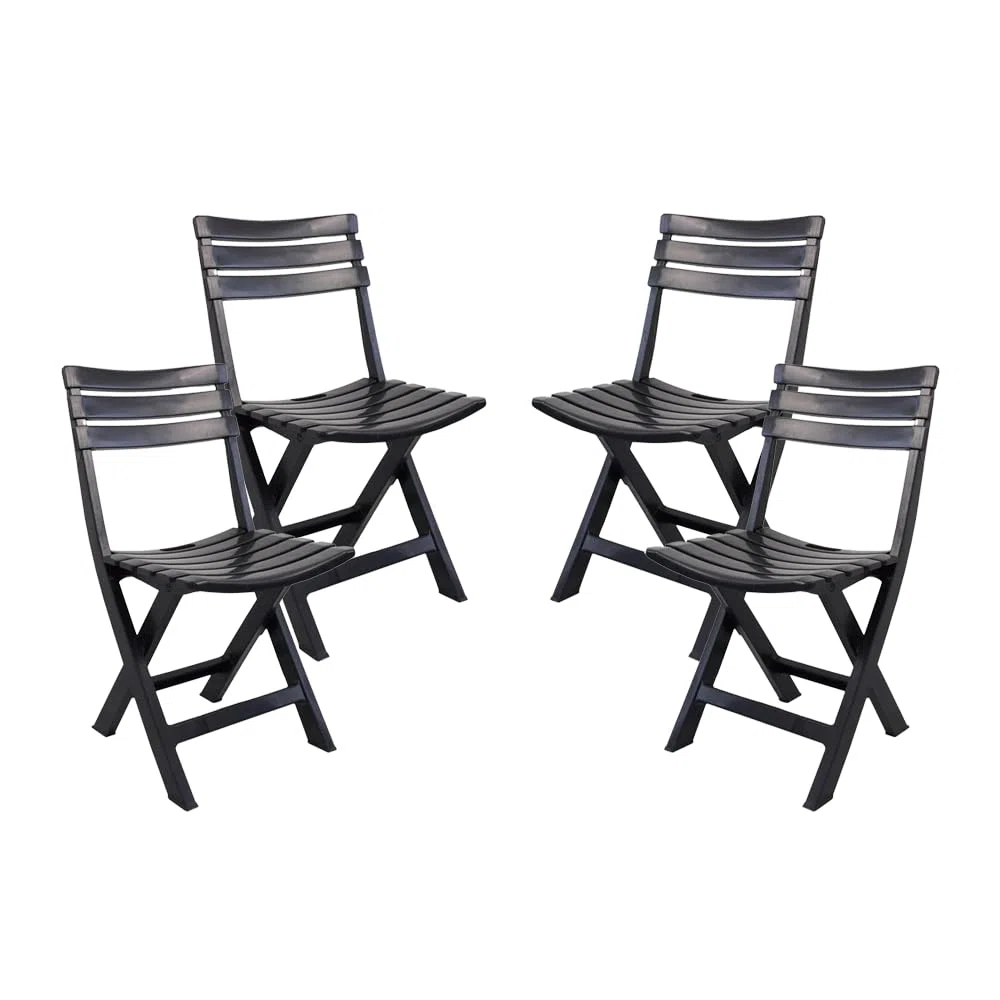 Maury's Set 4 Sedie in Resina Pieghevoli Salvaspazio 44x41x78cm Richiudibili da Esterno (Antracite)