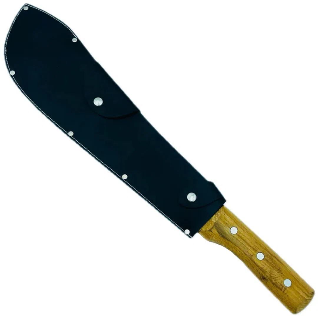 Machete Professionale con Fodero - Lama in Acciaio e Manico in Legno - Strumento da Taglio Outdoor Resistente per Campeggio (Art. 317 Machete)