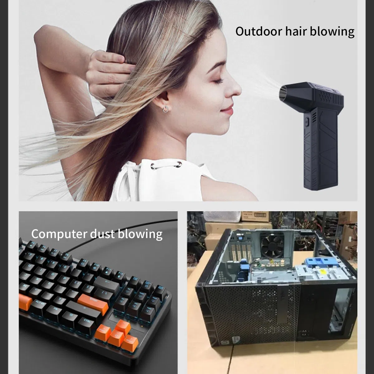 Soffiatore D'aria Potente Batteria Ricaricabile Da 3000 mAh | Alimentazione Senza Filo Soffiatore Portatile Ricaricabile per Attività all'Aperto come Campeggio e Barbecue