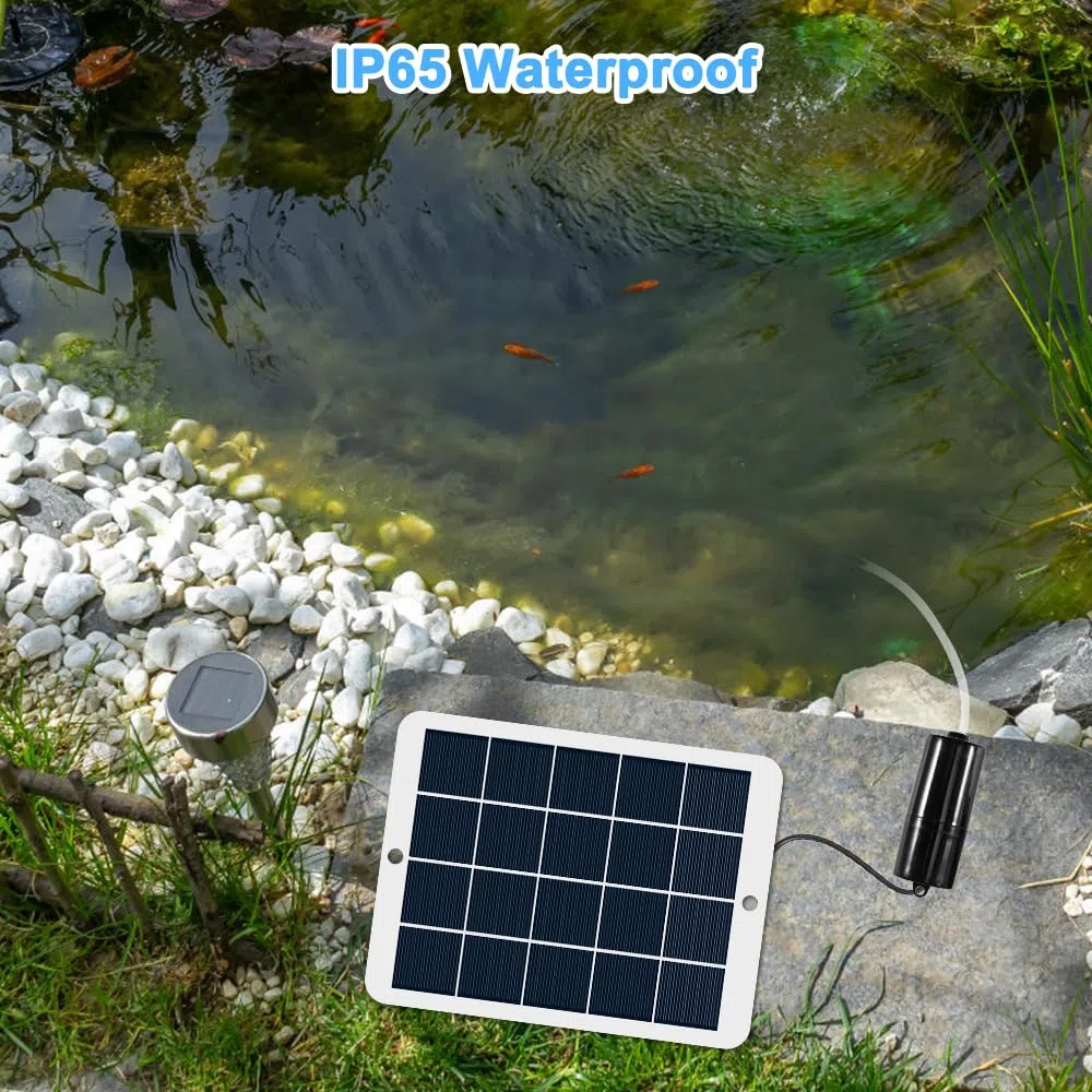 Set di pompe per ossigeno a energia solare, con pannello solare portatile da 3 W, 5 V, doppio erogatore d'aria, piccola pompa ad aria silenziosa, per stagno, acquario, stagno e stagno