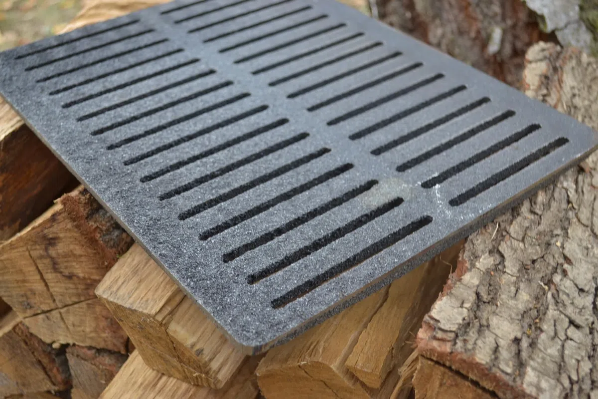 SEZAM Griglia in ghisa, 33,5 x 27,5 cm, per forno e cenere, diversi diametri, adatta per camino, stufa, griglia per stufa, griglia per forno, griglia per barbecue