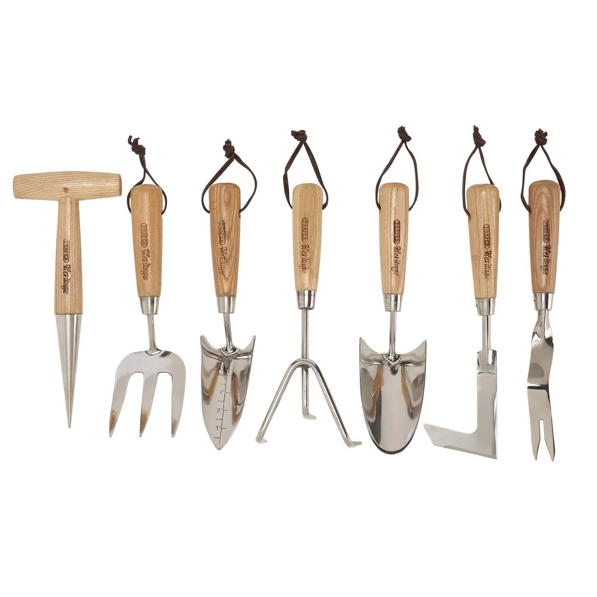 Draper 09000 Heritage - Set di attrezzi da giardino in acciaio inox con manici in frassino (7 pezzi)