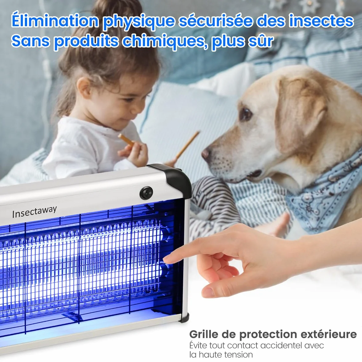 Lampada antizanzare elettrica da 20 W, lampada UV, con raggio di azione di 50-80 m², trappola per mosche e insetti, efficace per interni, casa, cucina, ufficio