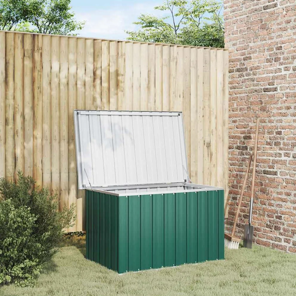 Contenitore da giardino verde, 109 x 67 x 65 cm, elegante e spazioso, in robusto acciaio zincato, per interni ed esterni, ideale per cuscini, attrezzi, giocattoli