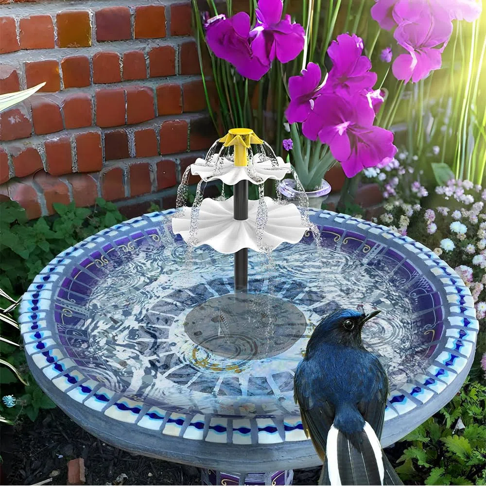 Fontana Da Giardino Esterno Solare, Pompa Solare Per Laghetto Da Giardino, Bagno Per Uccelli Fontanella Da Giardino, Pompa Acqua Solare Con Pannello Per Fontana Cascata Fai Da Te Decorazione (4W)