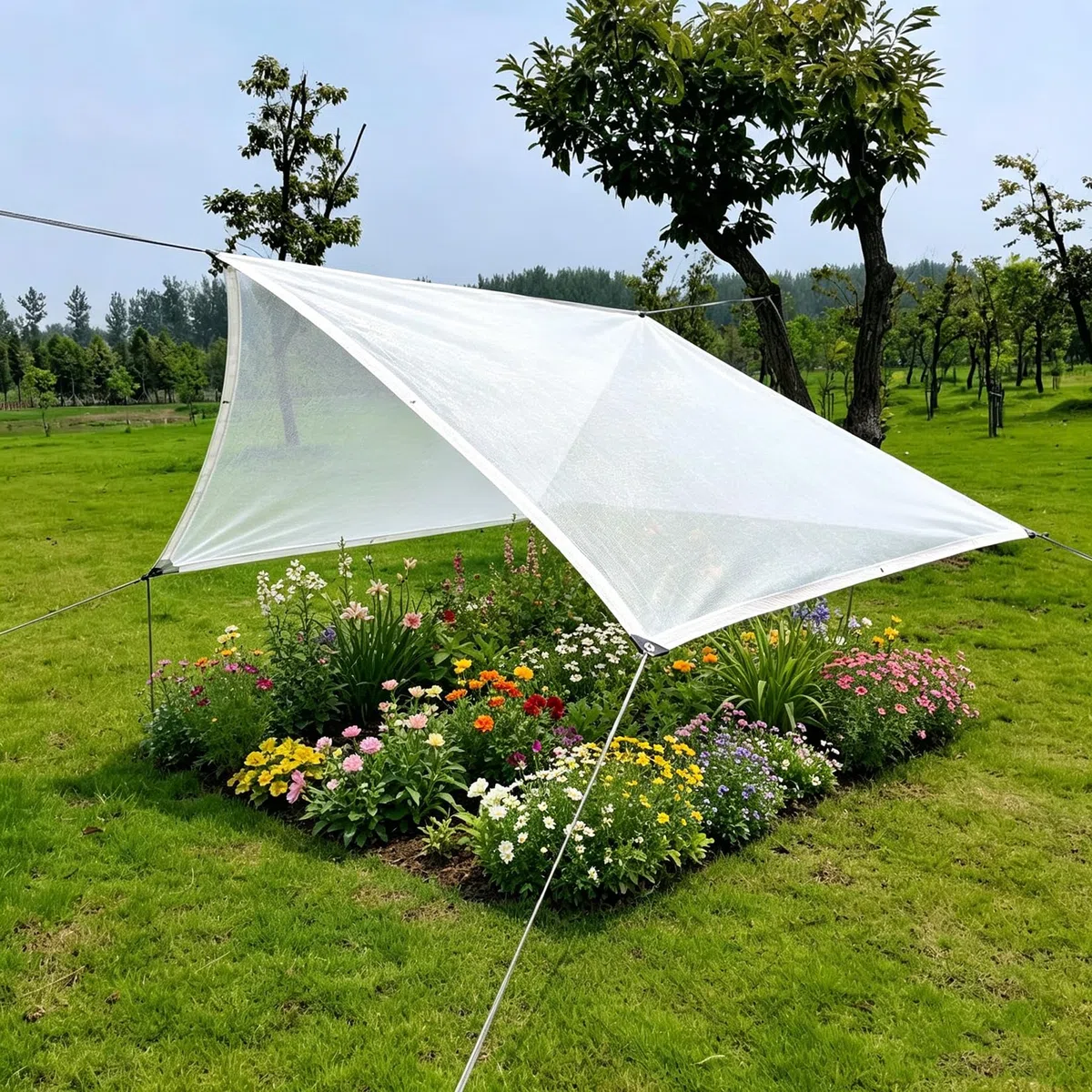 3m x 10m Telo Ombreggiante Bianco HDPE 50% Schermatura Anti-UV, Occhielli Metallici, per Balcone, Terrazzo, Giardino, Serra, Orto e Recinti Animali