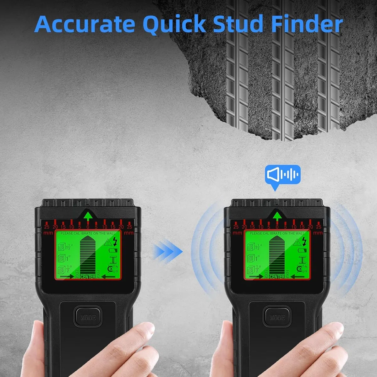 Rilevatore Tubi e Cavi Elettrici - Scanner Multifunzione con Display LCD e Allarme Sonoro, Rilevatore di Fili per Legno, Cavi AC, Metallo, Travetti e Tubi, nero