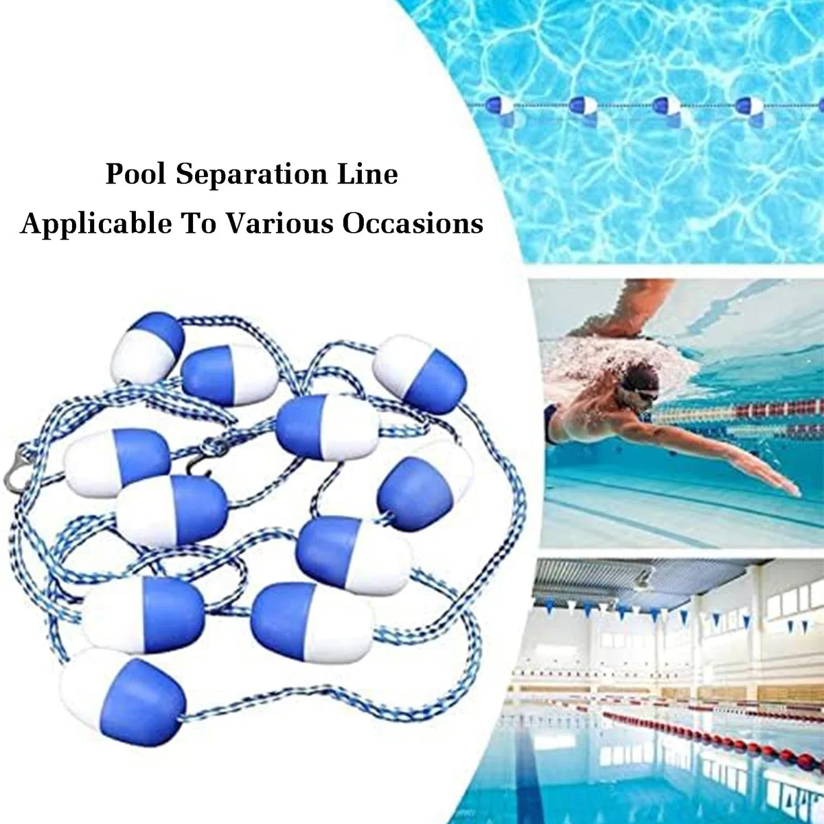 Linea divisoria di Sicurezza per corsie della Piscina, Linea divisoria di Sicurezza per corsie della Piscina del Club di Nuoto - Boa preinstallata da 60 Piedi con Gancio per Aree con acque b