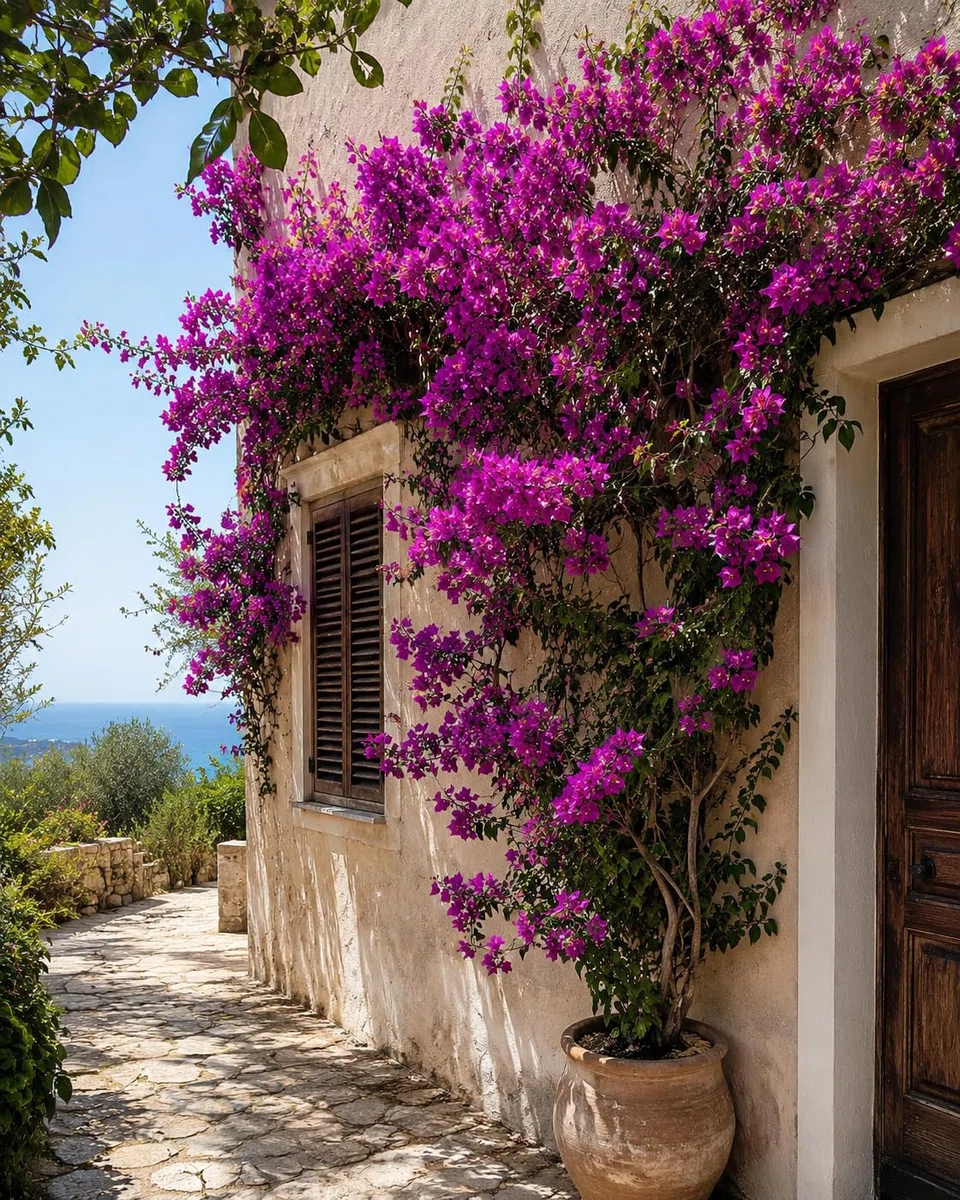 POWERS TO FLOWERS - BOUGAINVILLEA FUCSIA A PIRAMIDE, ALTEZZA 80CM, pianta vera