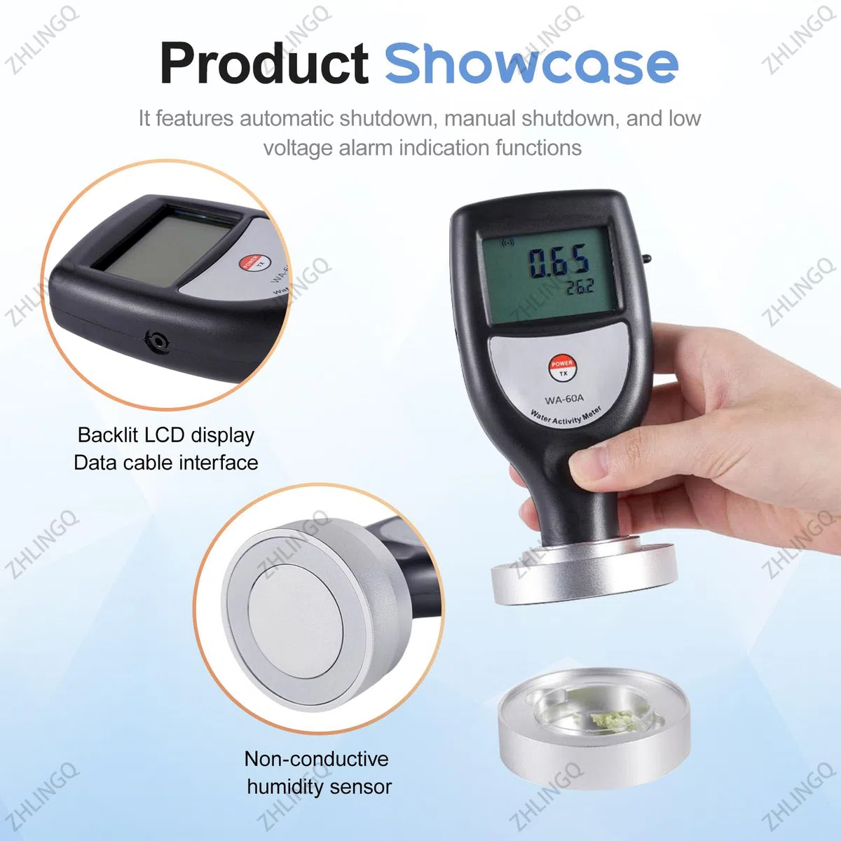 Misuratore di attività dell'acqua, tester portatile AW con LCD retroilluminato, precisione 0,02 aw per test di laboratorio alimentare e sul campo, USB+Bluetooth
