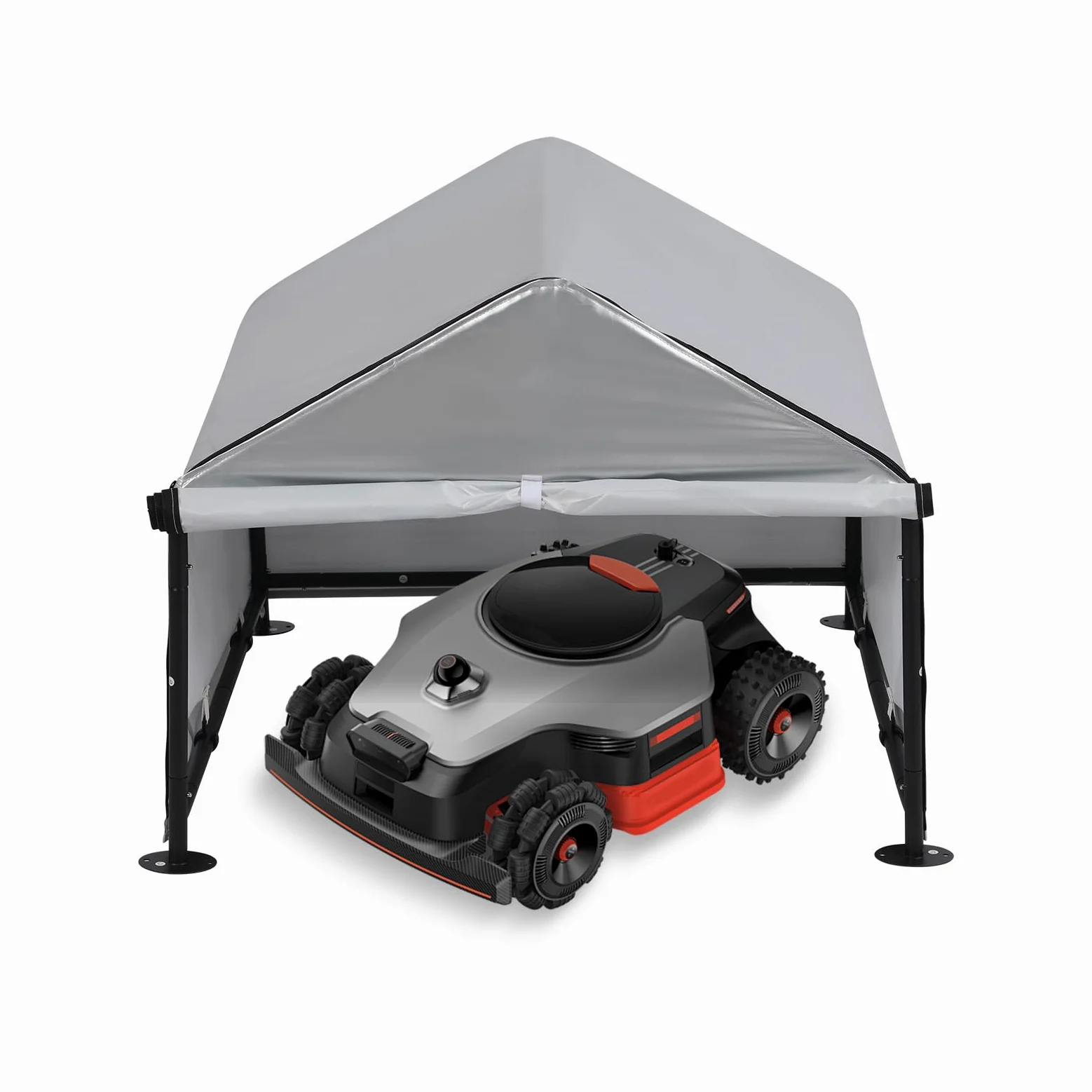 Garage, tosaerba robotizzato con tetto a due falde, 74 x 78 x 63 cm, garage per robot tosaerba, protezione da vento, foglie, precipitazioni e raggi solari, montaggio semplice