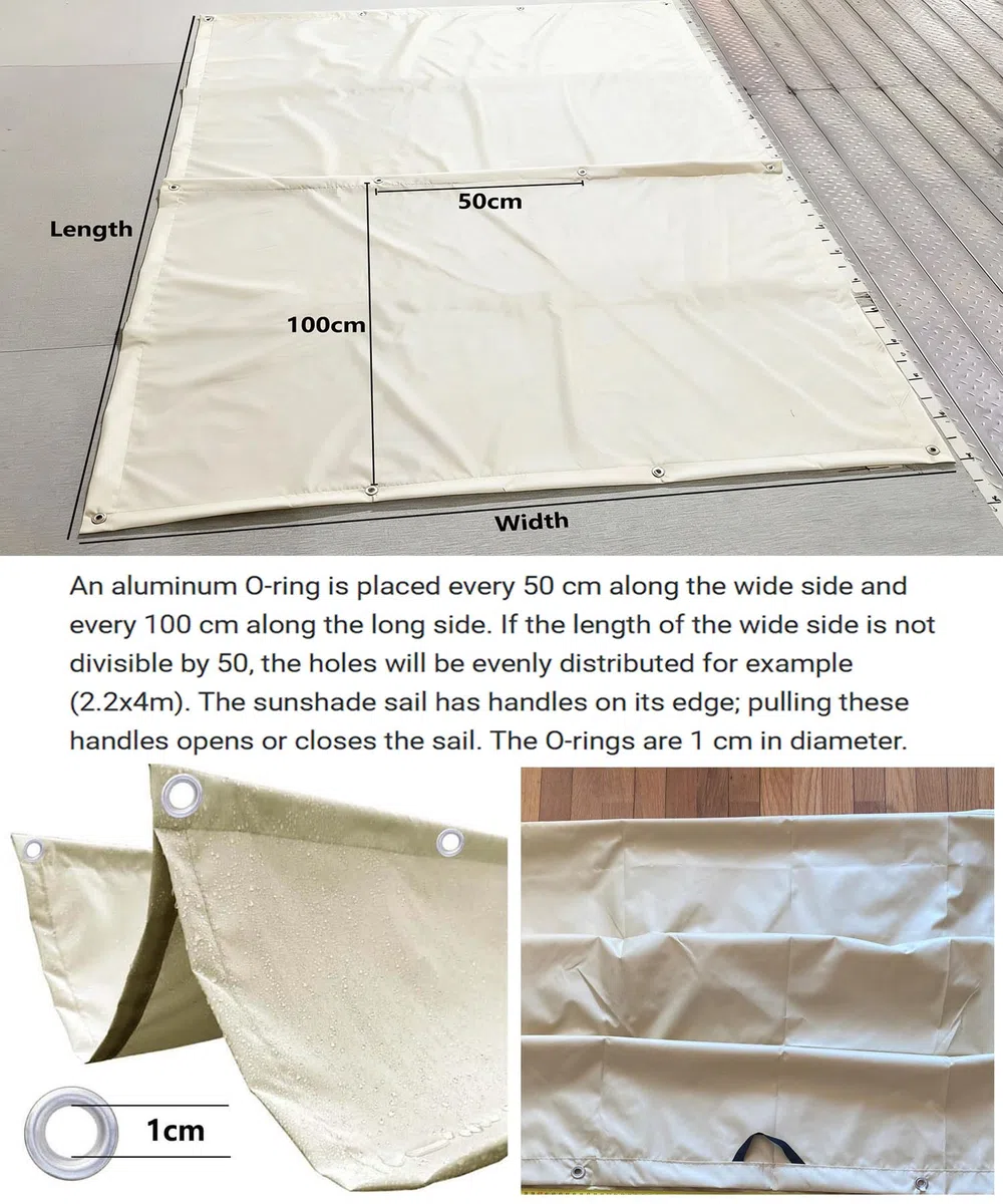 Vela Ombreggianti Onda Retrattile 0.7x3M Tenda da Sole per Esterno Vele Ombreggiante Impermeabile Telo Parasole con Occhiellato Protezione UV Tenda Vela per Giardino Balcone Terrazza Crema