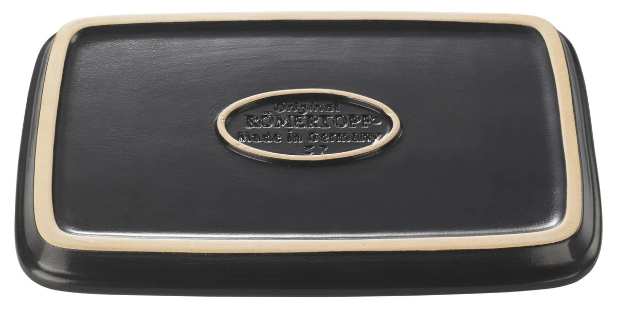 Römertopf Plancha BBQ in Ceramica – Piastra per Barbecue e Forno, Grigliate Saporite con Segni di Cottura, Facile da Pulire, Nero, dal 1967