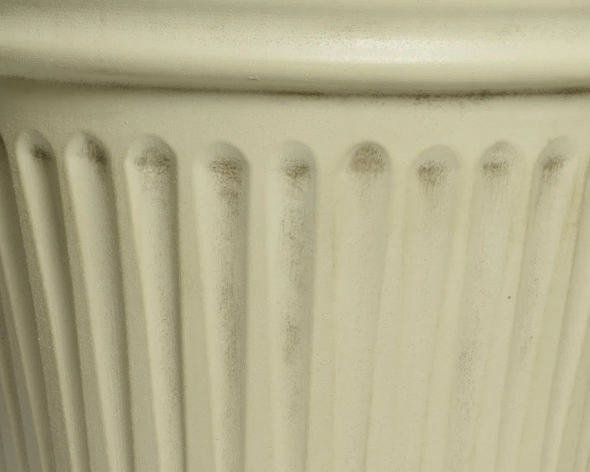Vaso da fiori per piante, 31 – 39 cm, set da 2 pezzi, per esterni, in plastica riciclata, per esterni, colore bianco anticato