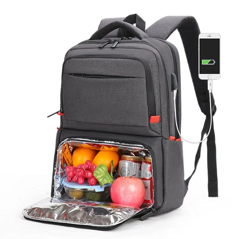 scosao Zaino Termico a Prova di Perdite, Borsa Frigo Isoterma con Scomparto Refrigerante, Multifunzione Zaino per Laptop con Porta di Ricarica USB per Uomo Donna, PIC-nic, Barbecue, Campeggio,Black
