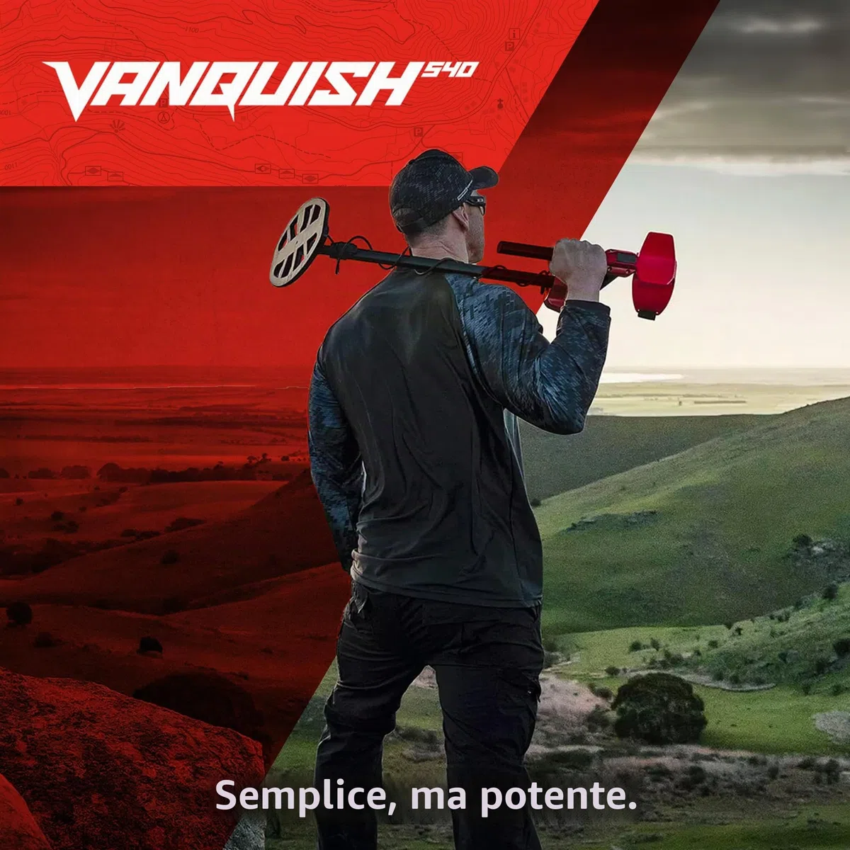 Minelab Vanquish 540 - Metal detector multifrequenza per adulti con polarizzazione del ferro e bobina impermeabile V12 30,5 x 22,9 cm (4 modalità di rilevamento, cuffie cablate e copertura antipioggia