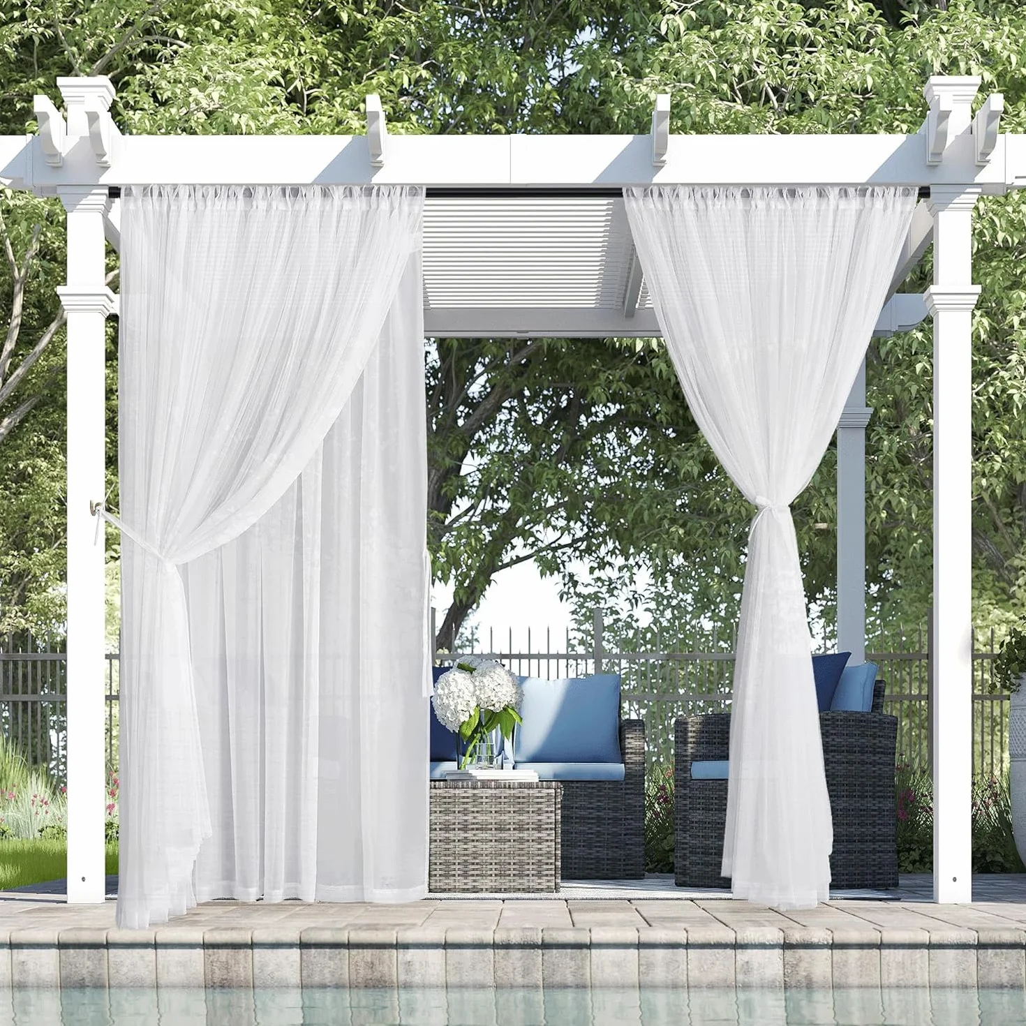 Ferocity Tenda per Esterni Impermeabile Set 2X 220 x 155 cm Impermeabile per Patio Portico Anteriore pergola per Giardino Cortile Balcone (2 Pezzi) Bianca FIRAN [129]