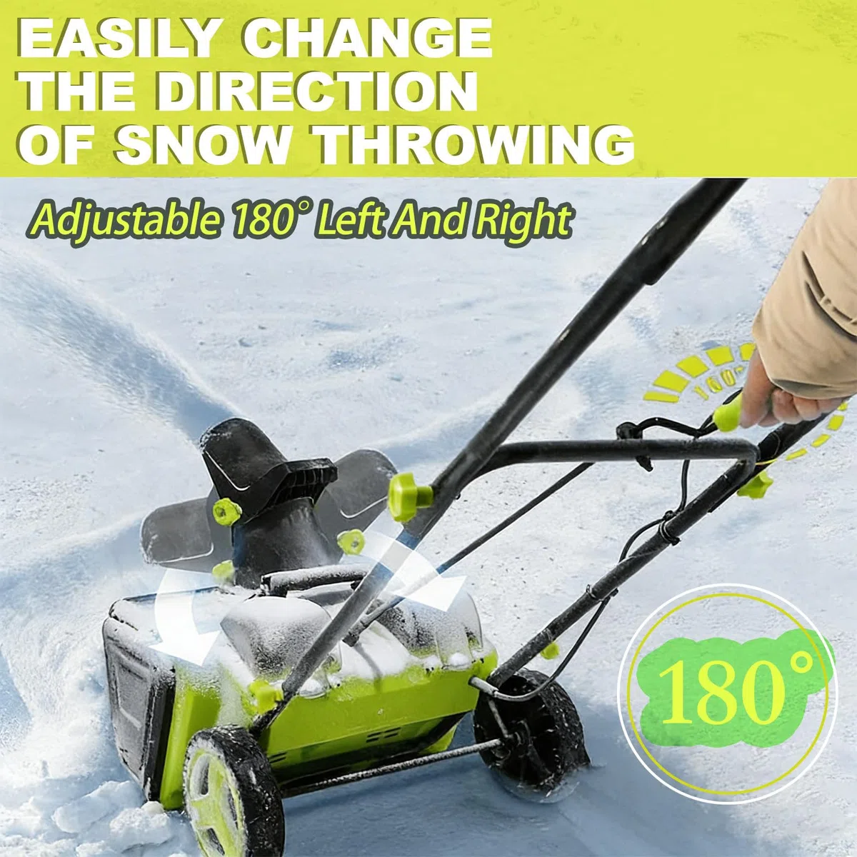 Spazzaneve Senza Fili, Motore Brushless 3500W, Direzione di Lancio Regolabile a 180°, Larghezza di Spazzolamento 50cm/20in, Distanza di Lancio 7.6m/25ft, per Viali e Terrazze