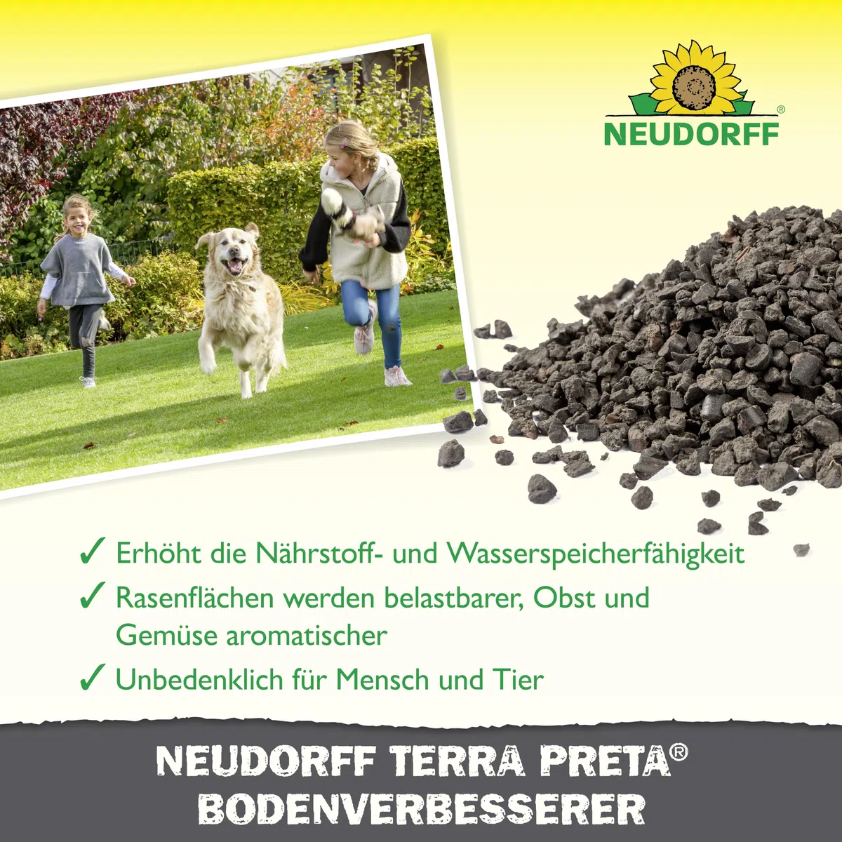 Neuendorf Neudorff Terra Preta - Fertilizzante Biologico con Carbone vegetale Biologico per Il miglioramento sostenibile del Suolo di Tutti i Terreni e Le Colture, 10 kg per 100 m², Marrone