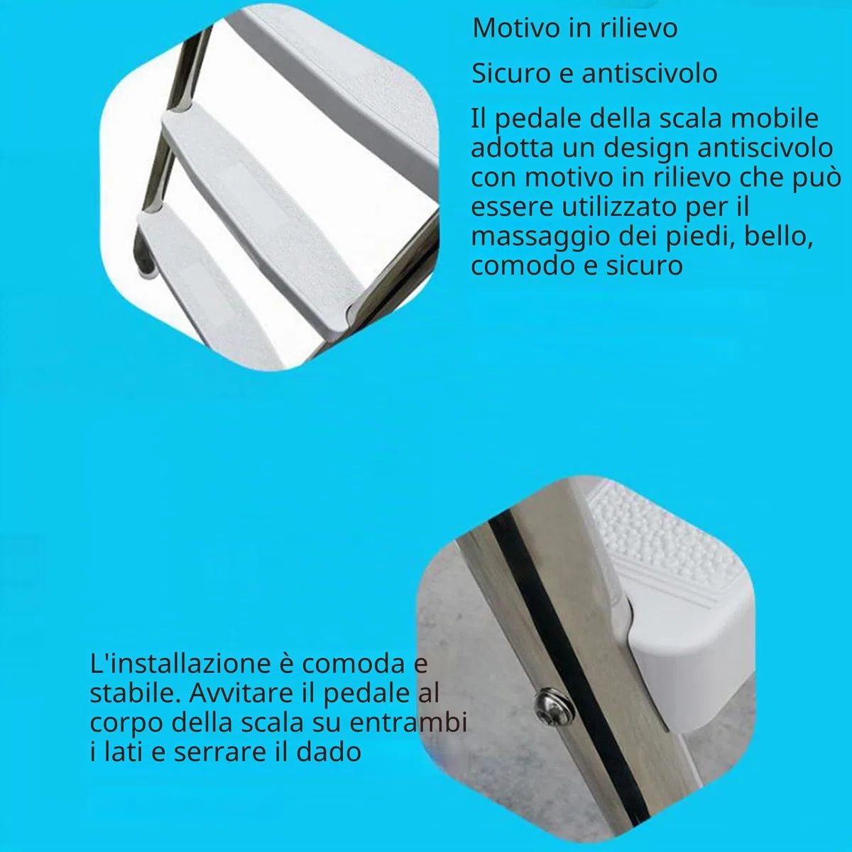 BOTOWI 85/110/135/160 cm Scala per Piscina Fuori Terra con Telaio in Acciaio Inossidabile per impieghi gravosi Gradini a Doppia Faccia, Scala per Piscina Fuori Terra, carico 250 kg,33in