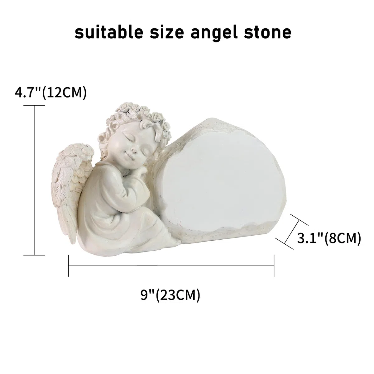 Pietre commemorative da giardino con angelo inciso con qualsiasi messaggio – Personalizzato Memorial Grave Markers Cimitero Pietre commemorative placche con statua di angelo, regali simbolici