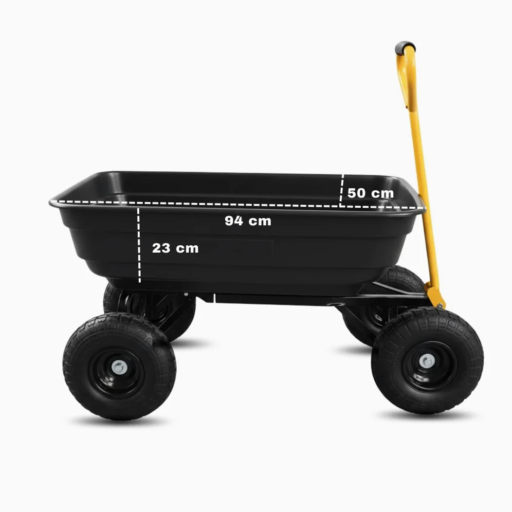 Ecovelo' CARRELLO DA GIARDINO A MANO RIBALTABILE PORTATA 180 KG CARRIOLA CARRETTO GIARDINAGGIO RIMORCHIO A MANO