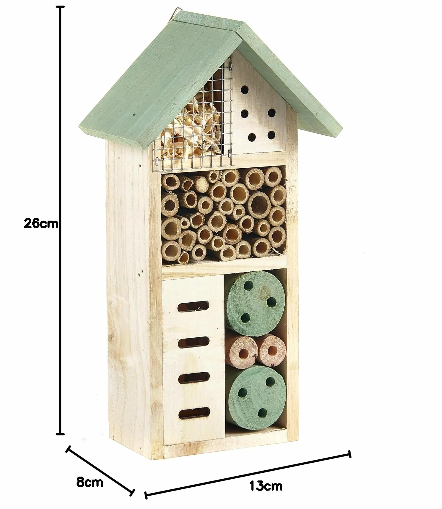 Pet Ting - Casetta in Legno per Insetti e api, in Legno Naturale, da Giardino, 26 cm