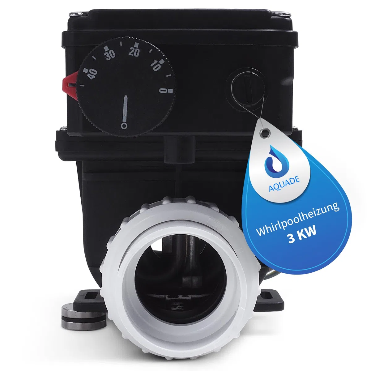 AQUADE Riscaldatore elettrico idromassaggio da 3 kW - Scaldacqua istantaneo per spa, vasca idromassaggio esterno e piccole piscine fino a 1280L - Scaldabagno con termostato e protezione contro il