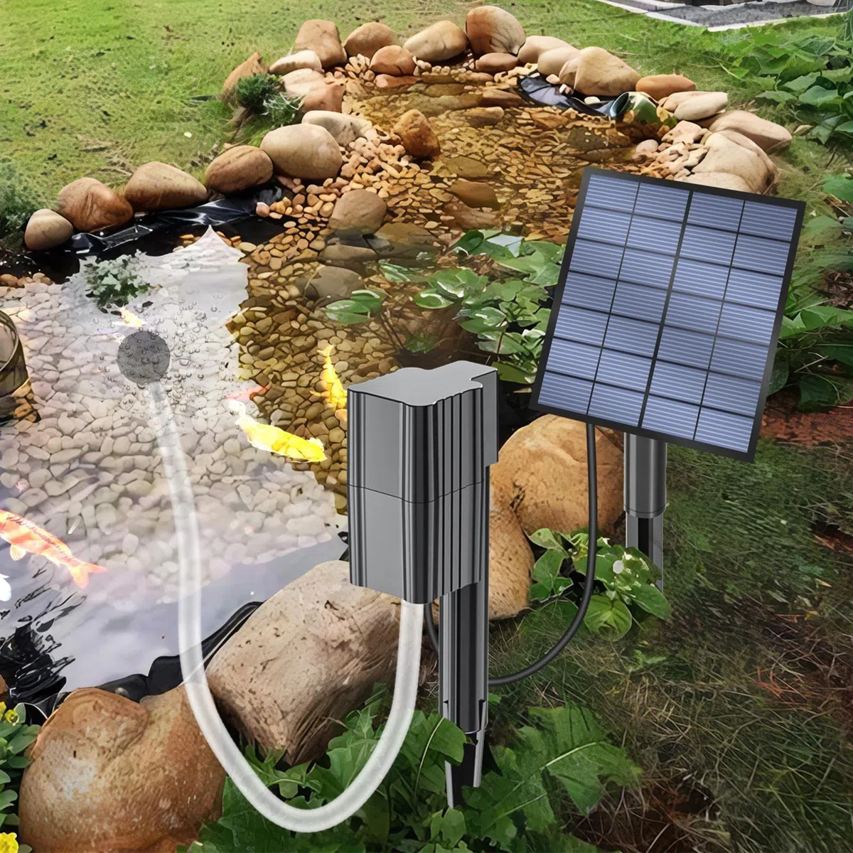 Aeratore per laghetto – Pompa ad aria solare, ossigenatore silenzioso per laghetto, gorgogliatore per acquario, aeratore per acquario, per acquari da giardino,