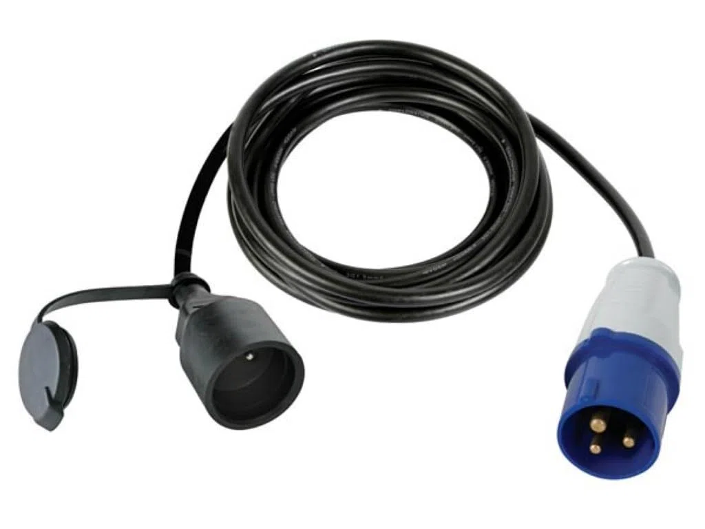 Perel Cavo Adattatore H07RN-F 3G2.5 3M 16A/230V 3680W CEE a Tipo F per Interni ed Esterni, Gomma Blu