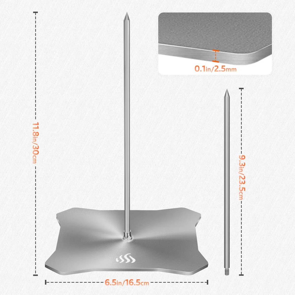 Onlyfire Supporto verticale per spiedini da 22.8cm e 29.2cm,Adatto per bistecca, pesce intero, pollo intero, salsiccia, ecc