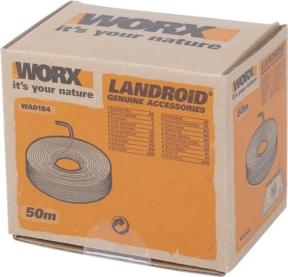 WORX WA0184 Filo perimetrale, lunghezza 50 mt. per Robot rasaerba Landroid,colore nero