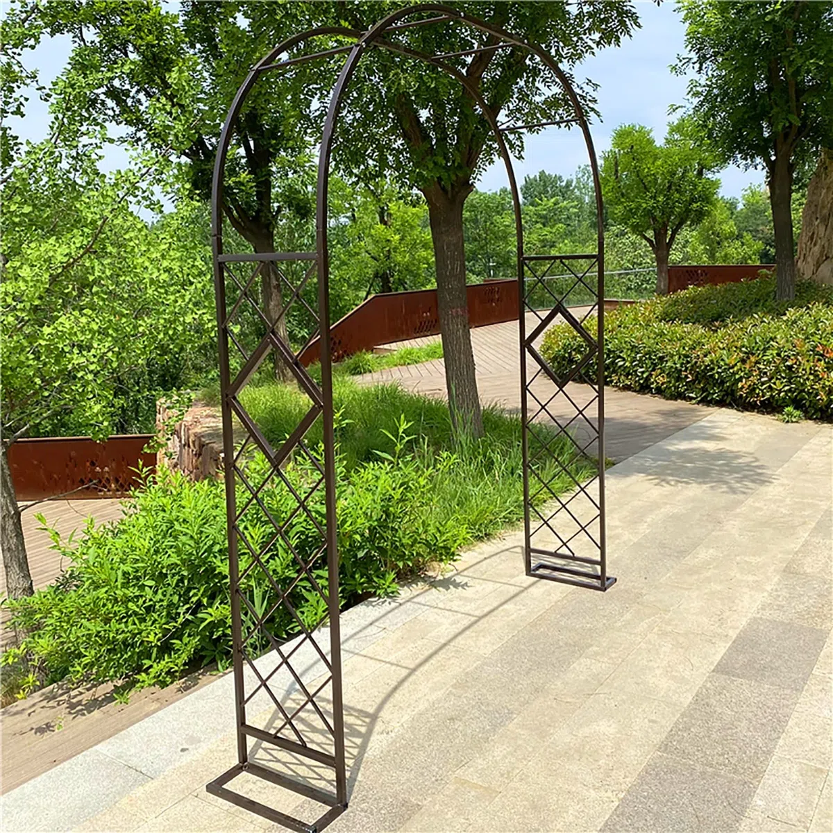 Arco da giardino per piante rampicanti, griglia in ferro battuto, arco per rose, pergolato decorativo da giardino, facile da installare, per esterni, prato, terrazza, matrimoni e serate romantiche