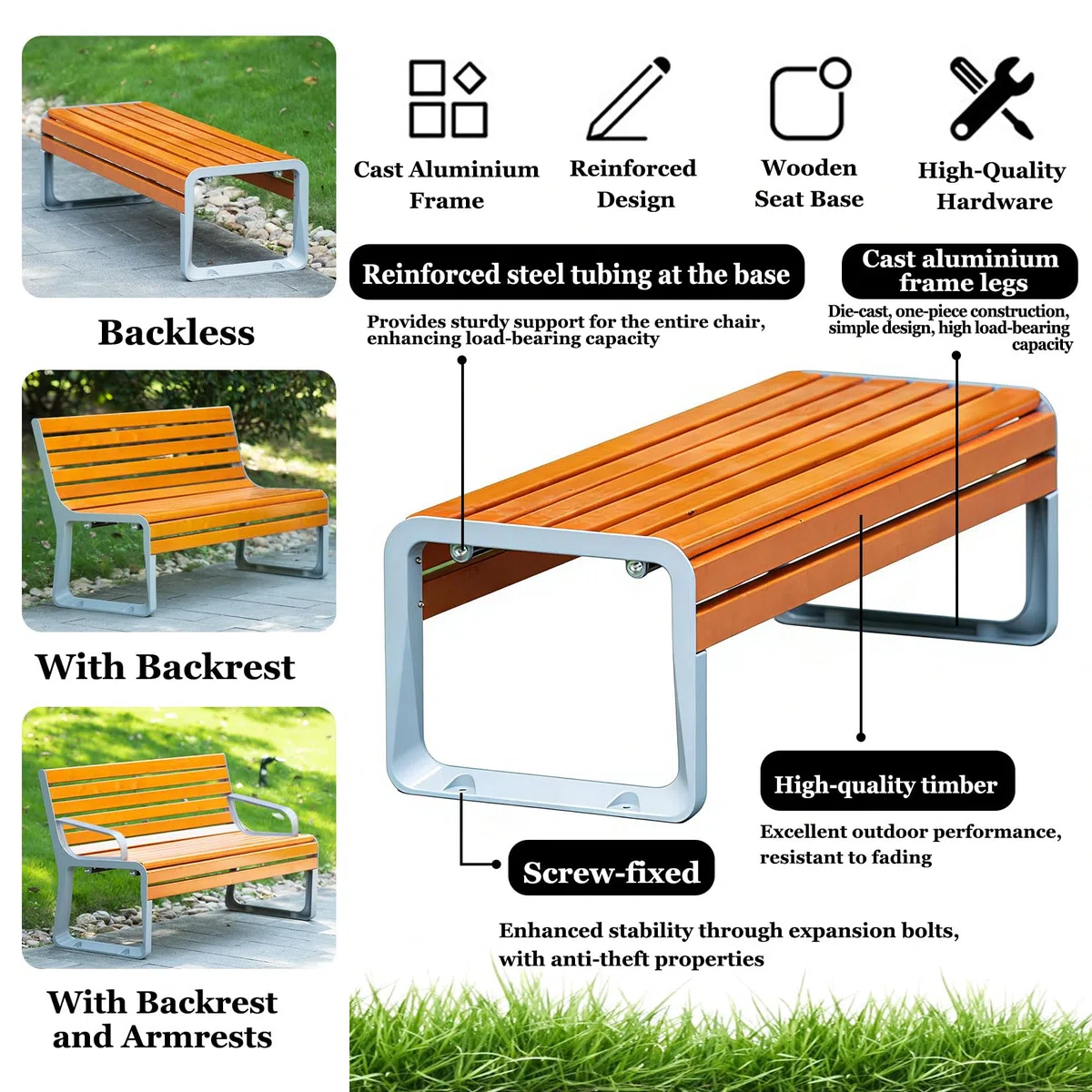 Panchina da esterno resistente alle intemperie 2 3 posti 120 cm sedile da giardino facile da montare patio pelliccia blu Loveseat per terrazza e Ln perfetta per rilassarsi all'aperto