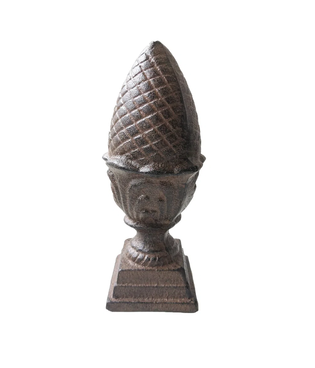 Dehner Statuetta Decorativa a Forma di pigna, Ø 8,8 cm, Altezza 22 cm, in ghisa, Marrone
