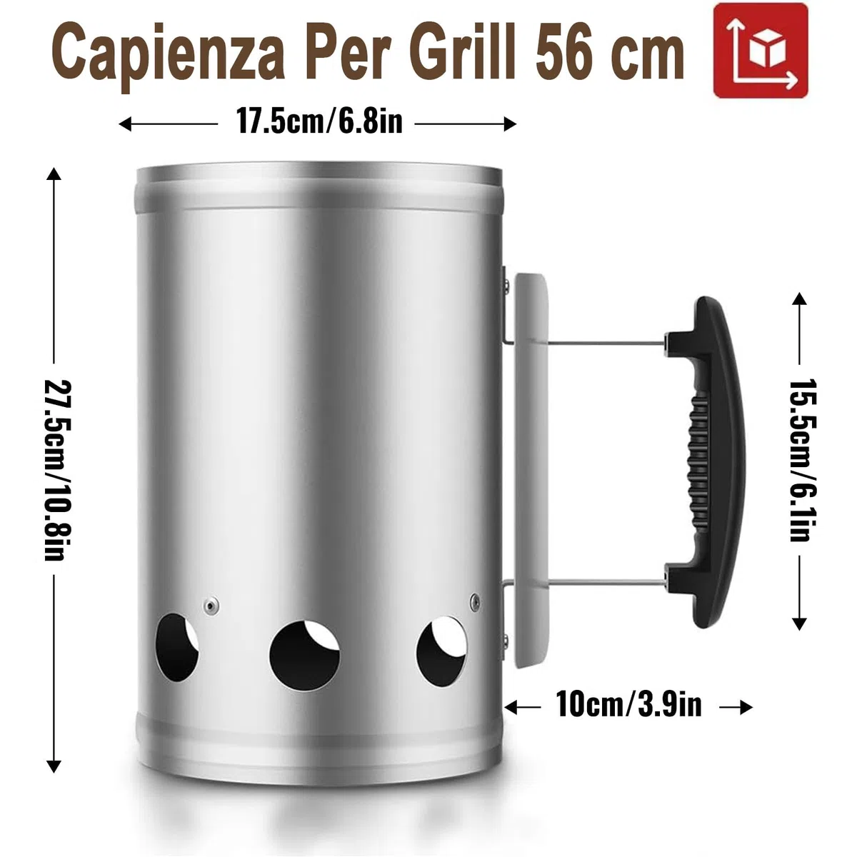 BEAU JARDIN Camino Starter 28 x 18 cm Barbecue a Carbone Accendino per Barbecue Grill di avviamento Camino in CaminoArgento Camino di accensione