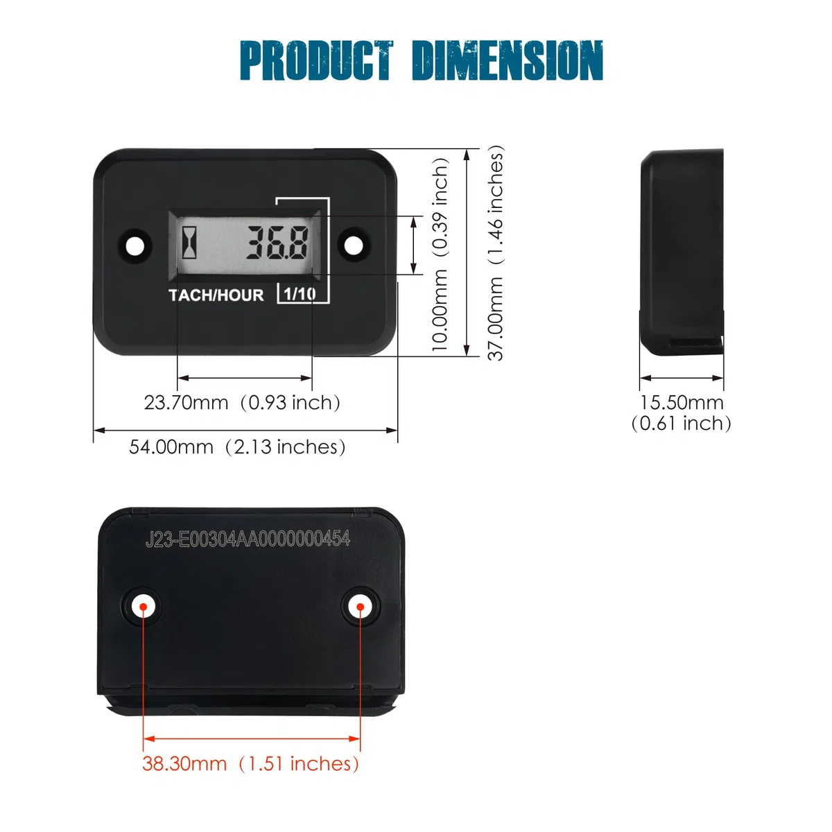 Runleader RL-HM012 Mini tachimetro/contaore – IP68 impermeabile, giri/min in tempo reale e ore motore totali per tosaerba ZTR, generatore, quad & motosega