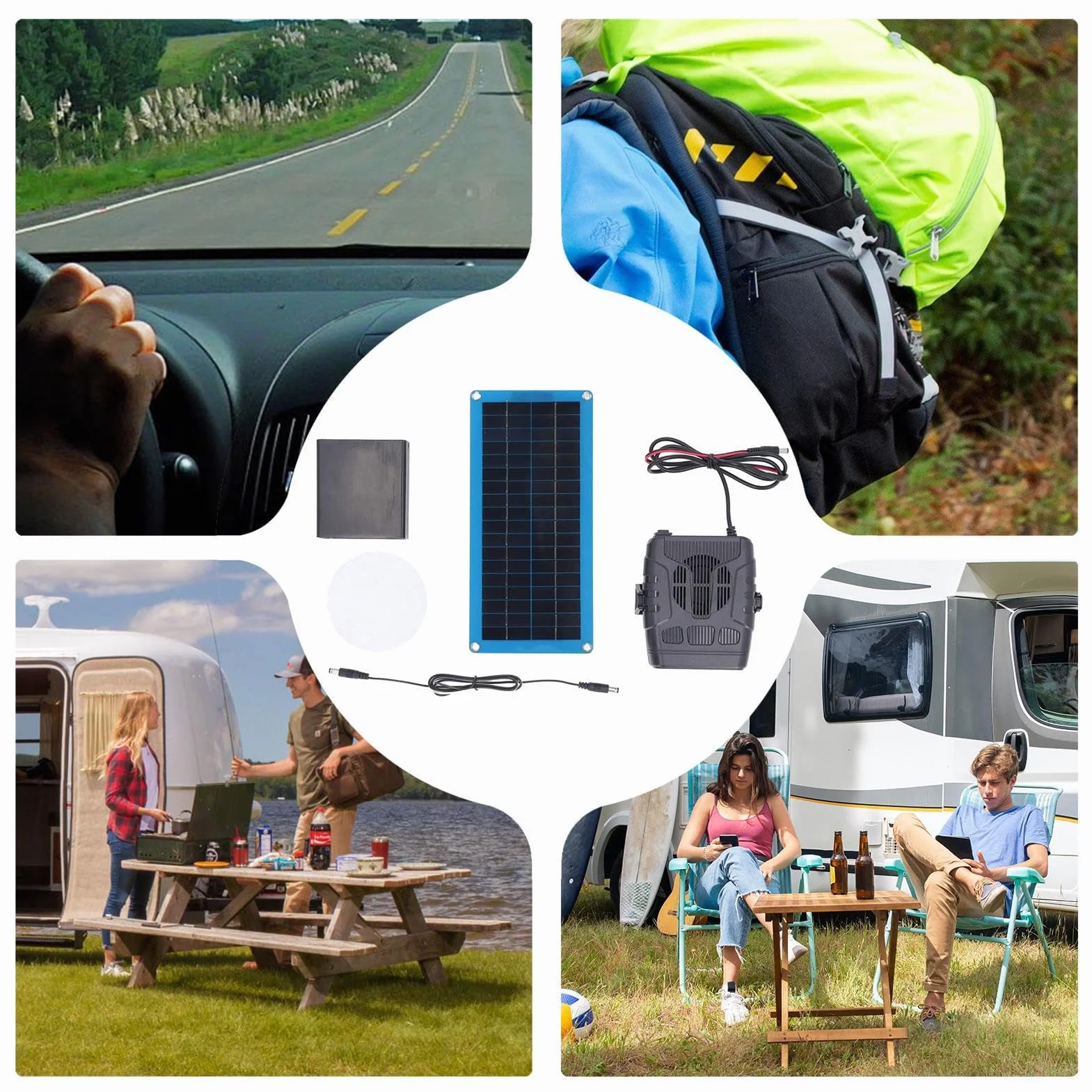 Riscaldatore a pannello solare singolo da 30 W, per serra, capannone, casa degli animali domestici, riscaldatore portatile con vano batteria e uscita USB, ideale per campeggio, camper, asciugatura e