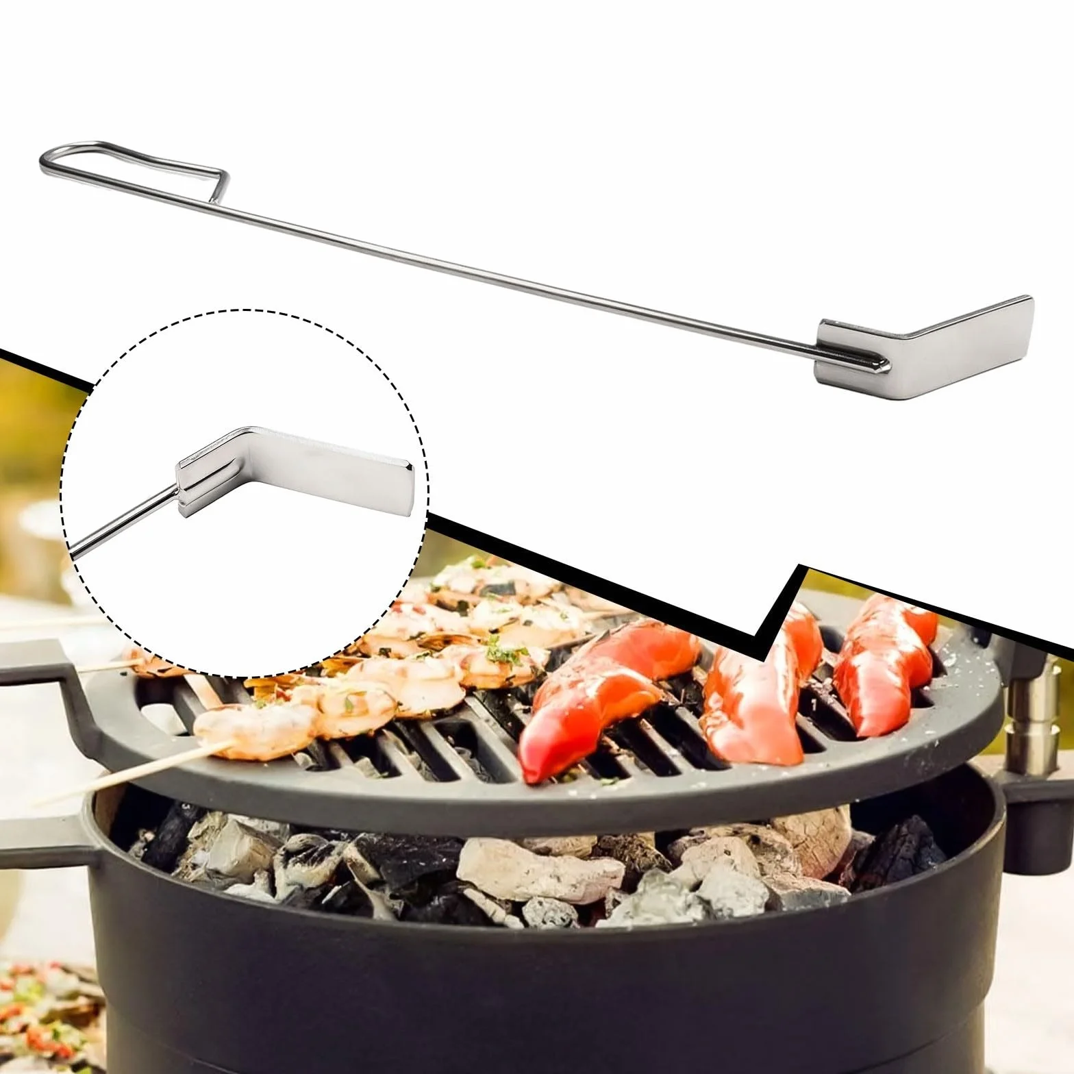 18 pollici Grill Ash Rake Hoe per camino stufa a legna forno pizza forno, in acciaio inox BBQ Cleaner Poker raschietto, per Kamado, Vision Grills, strumento di cenere