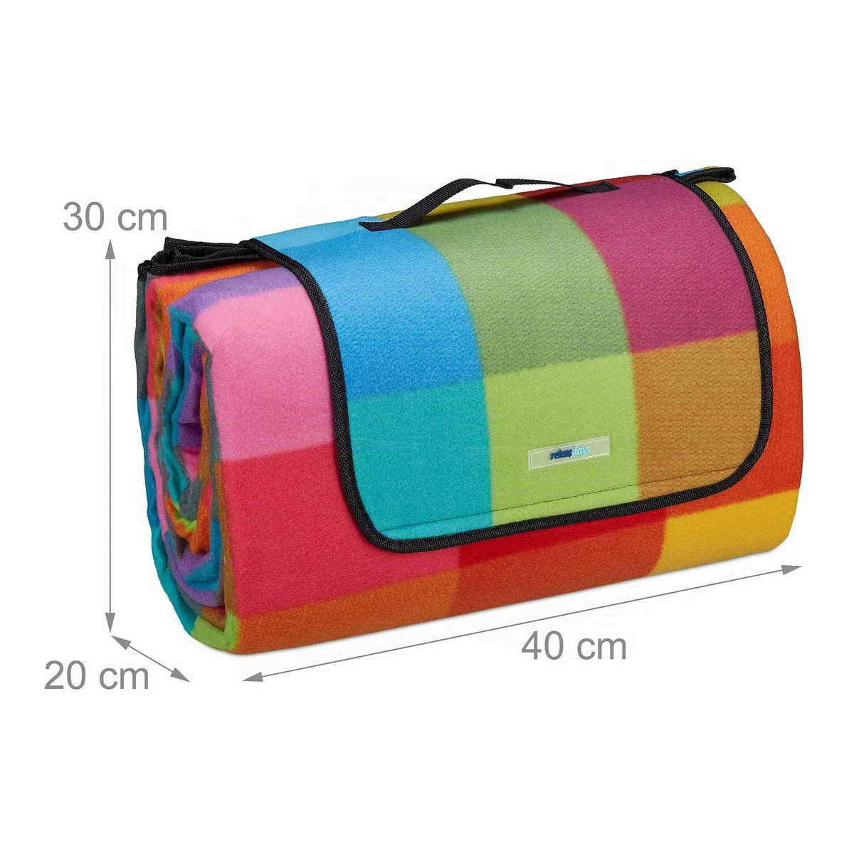 Relaxdays Coperta da Picnic XXL, 200 x 300 cm, Plaid Impermeabile Spiaggia, Isolante, Telo Morbido con Manico, Colorato