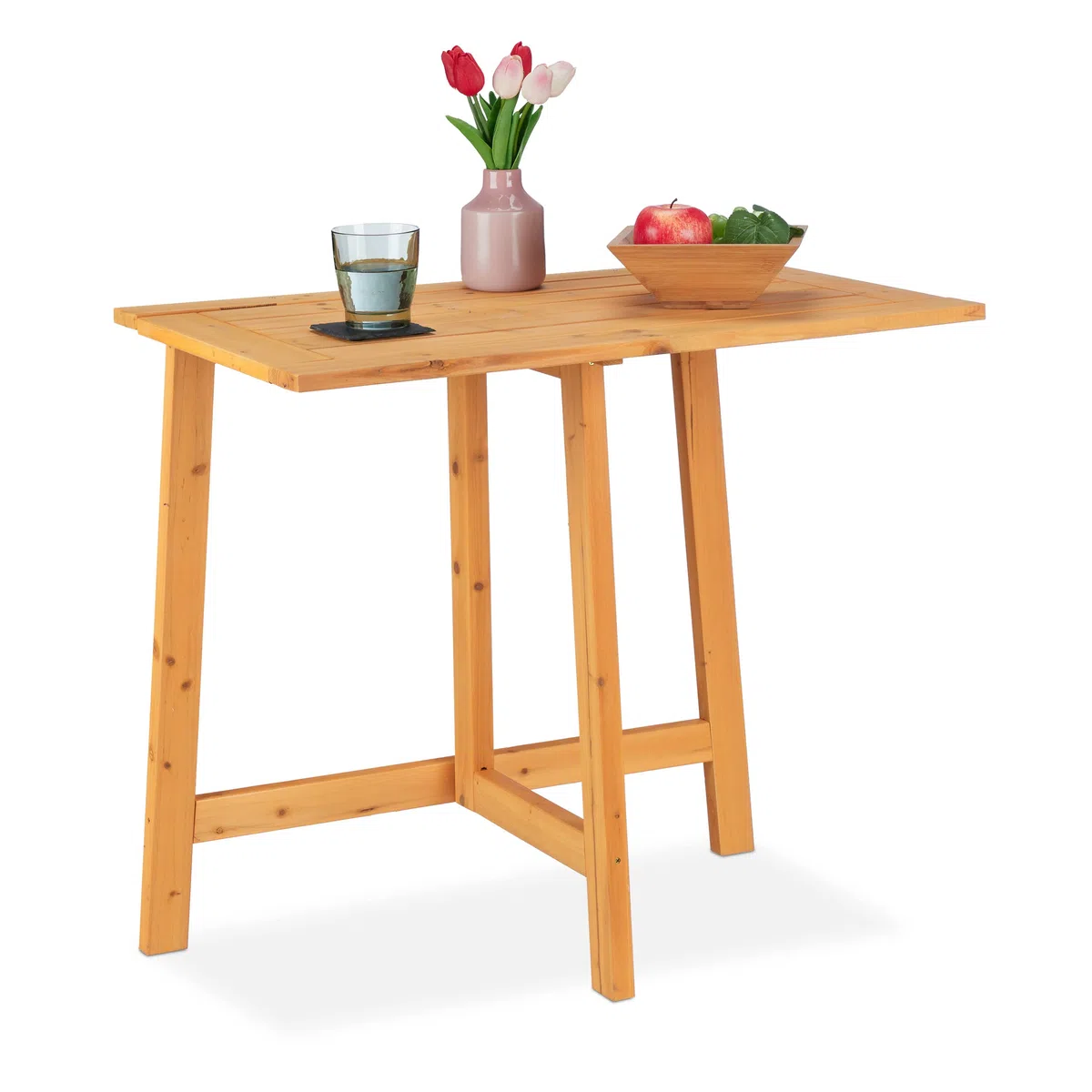 Relaxdays Tavolino Pieghevole, da Parete, Balcone e Giardino, Legno di Abete, Outdoor, HxLxP: 73x80x50 cm, Naturale