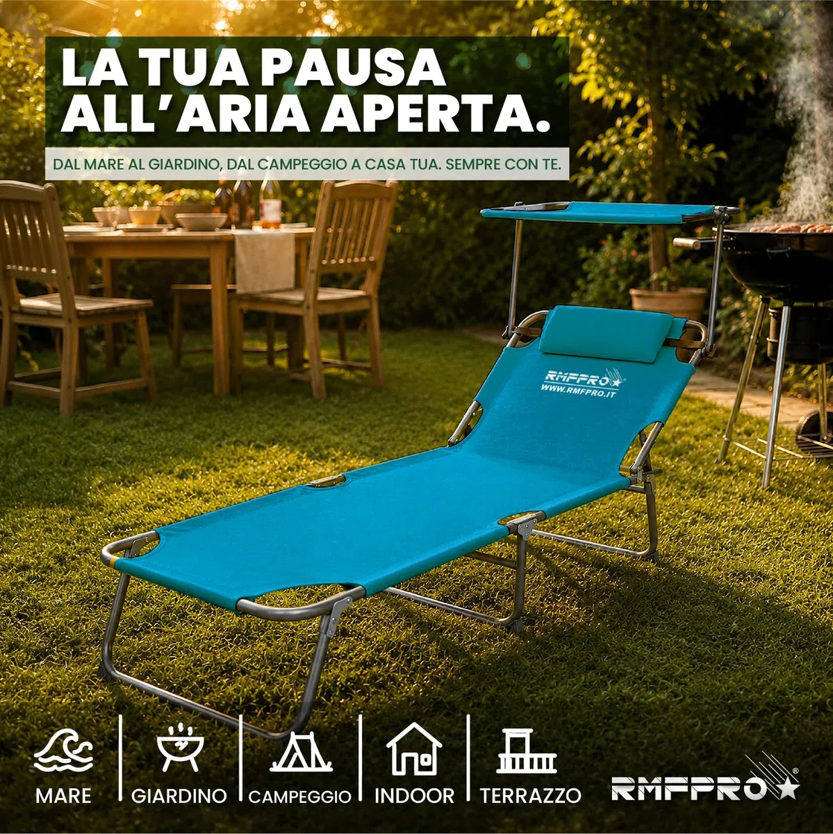 Set 2 Lettini Prendisole da Giardino o Spiaggia con Parasole, Lettino Mare Regolabile in 4 Posizioni - Struttura in Acciao Sdraio da Giardino Pieghevole Portatile, Cuscino Poggiatesta Blu