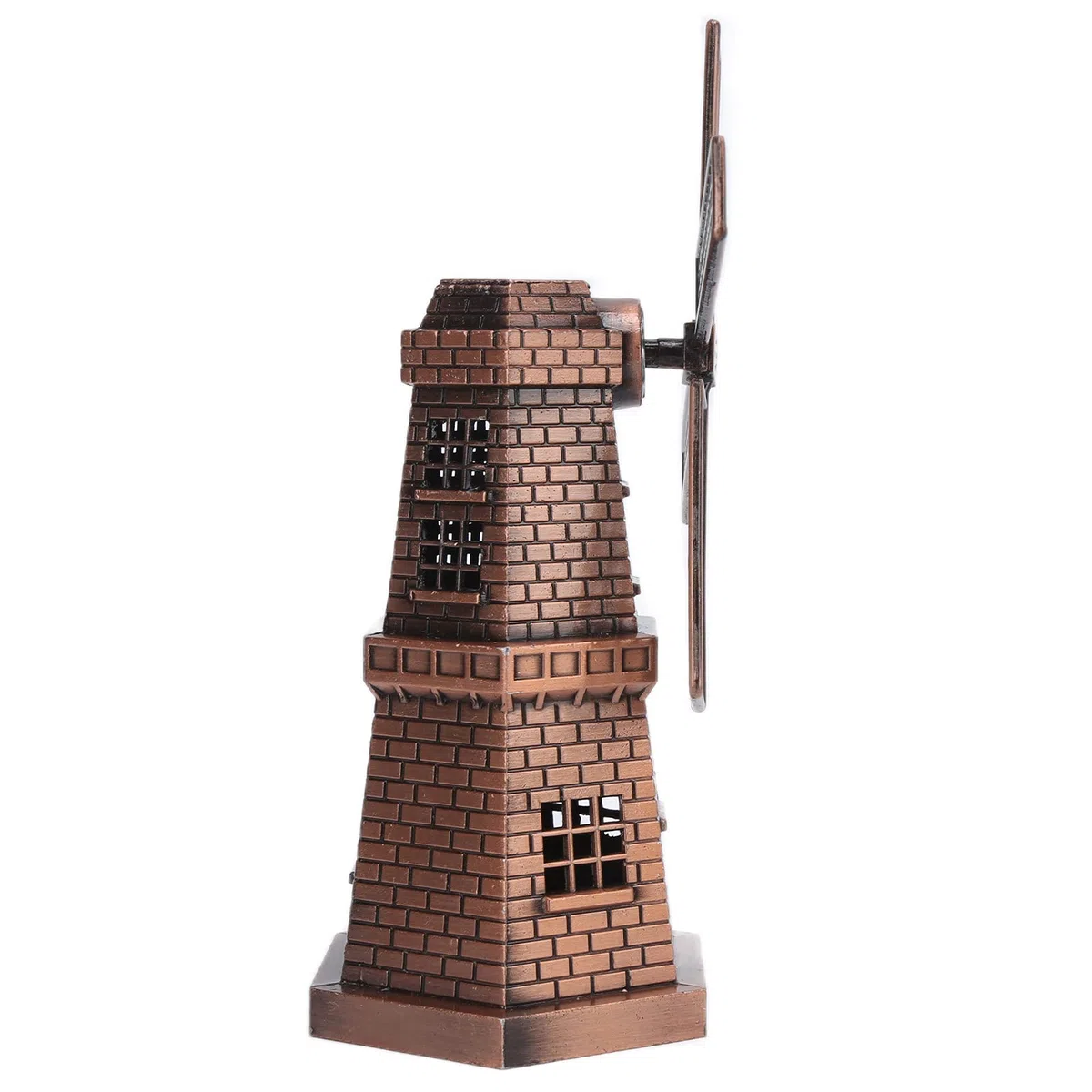 Statua del Mulino a Olandese, Modello di Mulino a Olandese in Legno, Mini Ornamenti Artigianali in Bronzo Rosso per Bambini, Adolescenti e Adulti