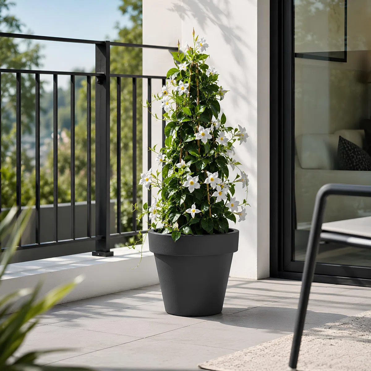 Tecnokit Tera Vaso Grande Standard One Ø50 cm Antracite in Resina, Vaso Moderno da Interno ed Esterno Resistente UV, Fioriera Rotazionale per Piante Grandi, Terrazzo e Giardino
