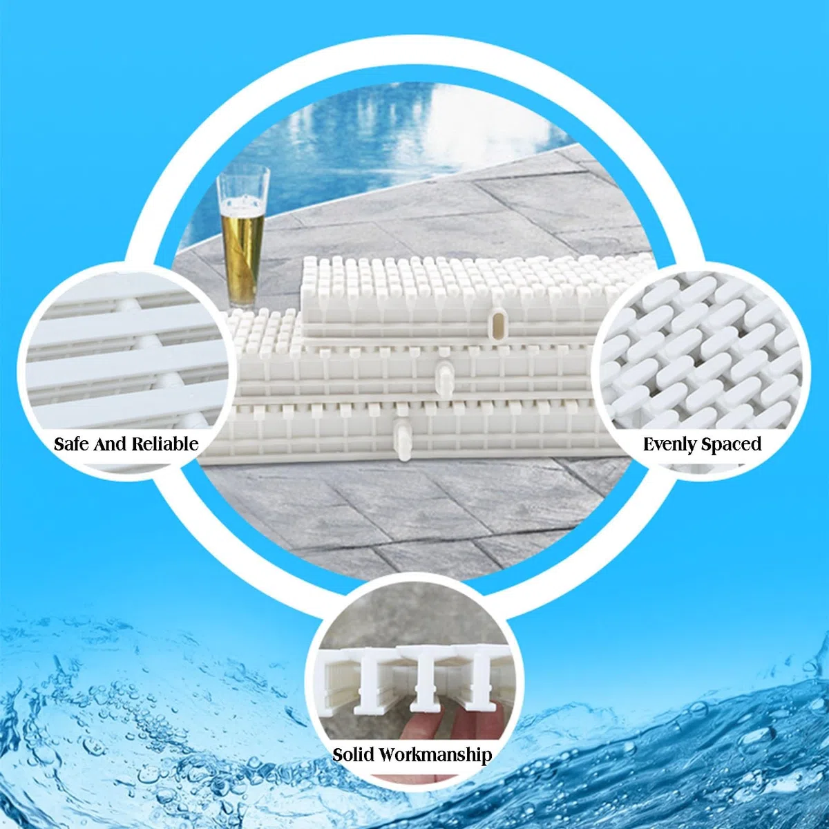 Griglie di drenaggio per Piscine - Confezione da 6 coperture in plastica per vialetti e patii, 30x100 cm, Soluzione di drenaggio Resistente per Bordi Piscina e spazi este