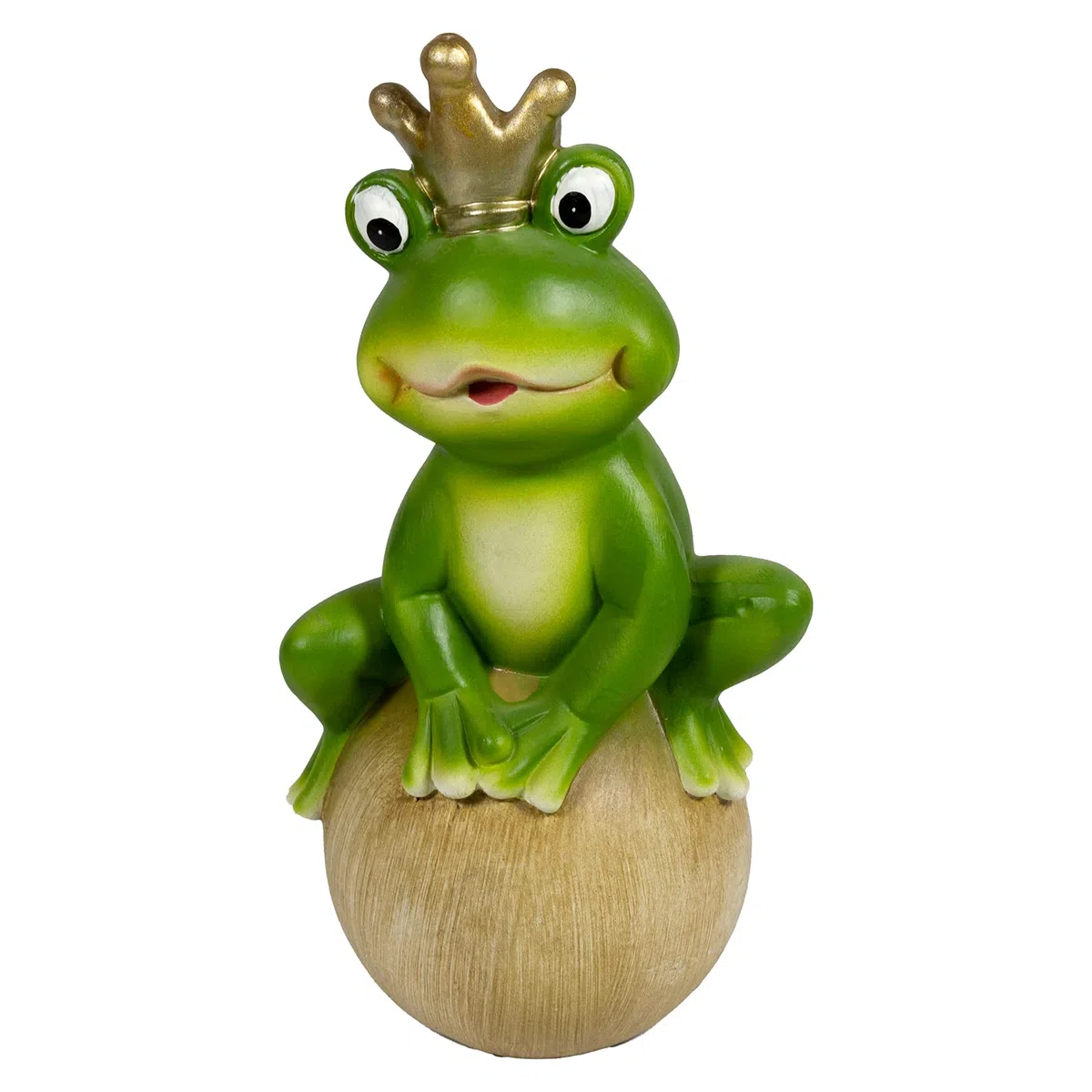 DURLINE - Decorazione da giardino XXL con corona dorata verde naturale. La miscela di ceramica è resistente alle intemperie, la statua da giardino ha un'altezza di circa 30 cm.