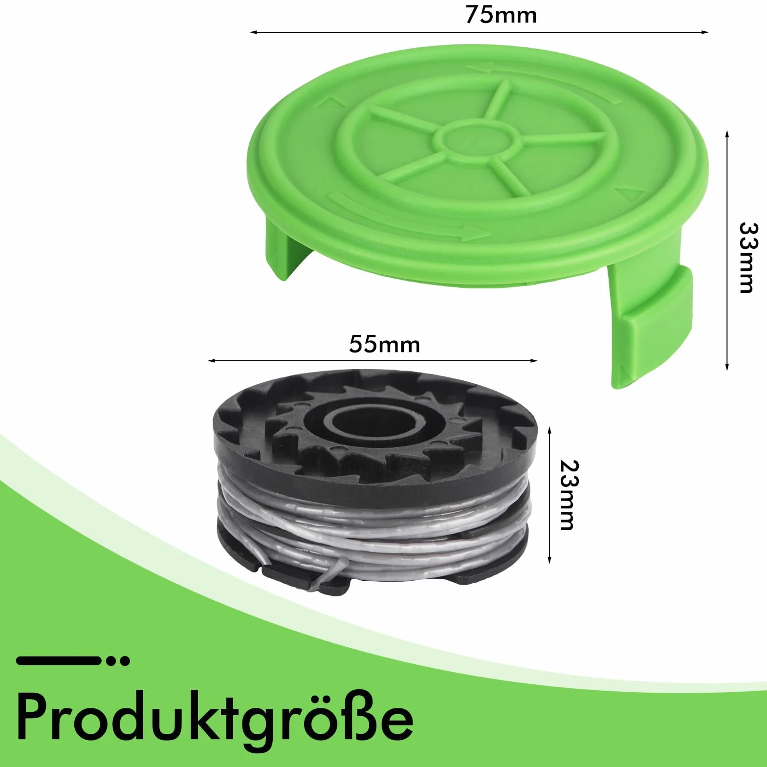 Bobina di filo da 8,3 m e 1,65 mm, compatibile con decespugliatore cordless Greenworks 40V G40LT/ G40LTK2/ G40LTK2x / 2101507/2101507UA/2101507UC (6 bobine + 2 coperture bobina)