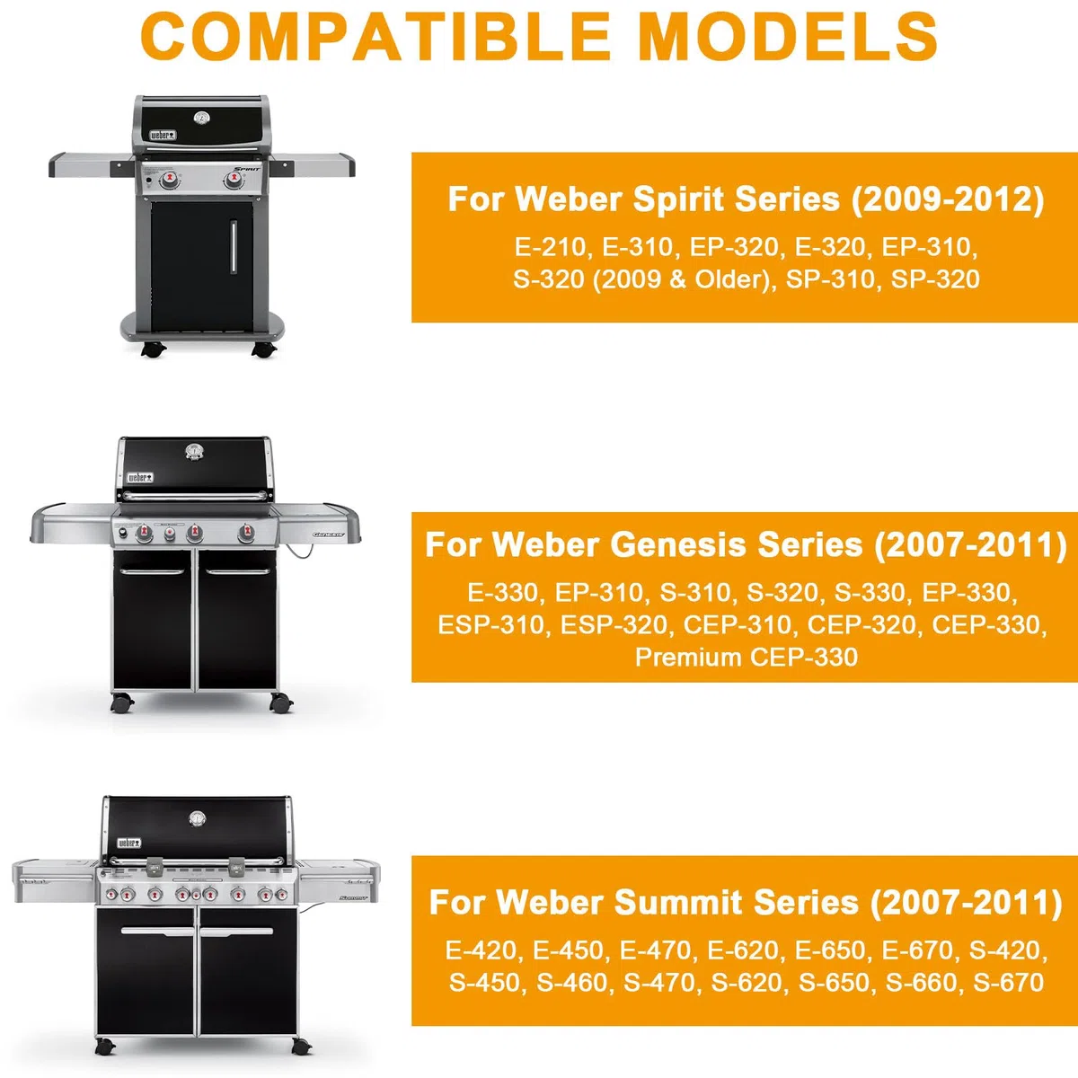 70360 Set di 4 ruote girevoli con blocco e kit di inserti, parti di ricambio per Weber Spirit Series 2009-2012, Genesis Series 2007-2011 e Summit Series 2007-2011 griglie a gas