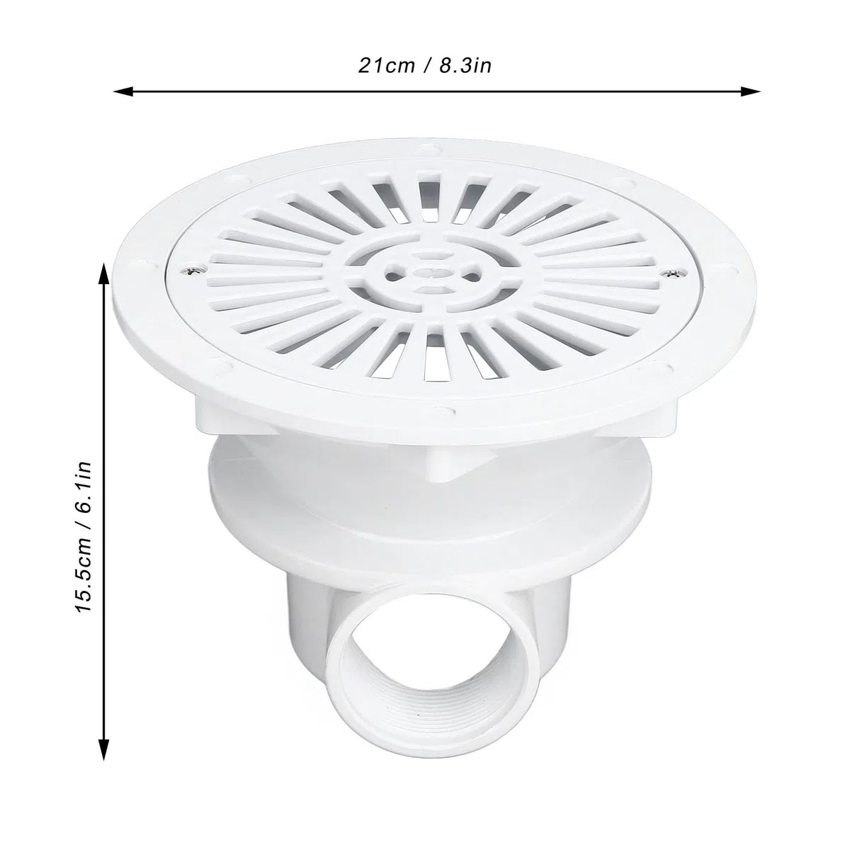 Scarico a pavimento, uscita del coperchio dello scarico principale della piscina in plastica rotonda bianca Accessorio per la piscina Accessori per la sostituzione del drenaggio